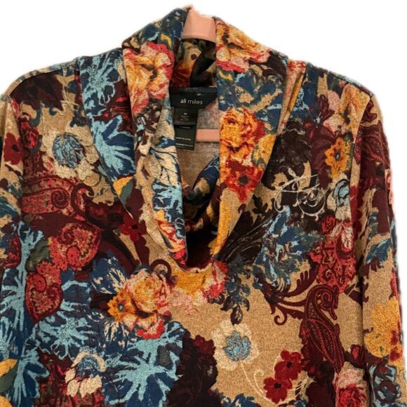 Ali Miles Multicolor Fall Cowl Tunic Top – Size M - Picture 3 of 6